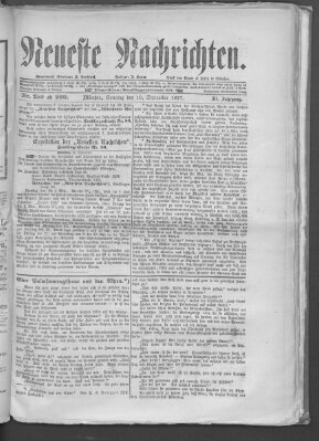 Neueste Nachrichten (Münchner neueste Nachrichten) Sonntag 16. September 1877