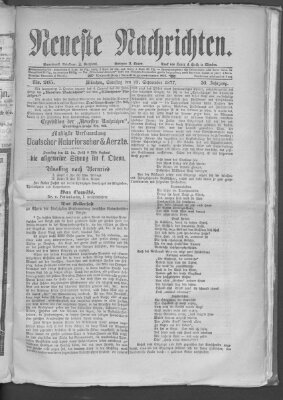 Neueste Nachrichten (Münchner neueste Nachrichten) Samstag 22. September 1877