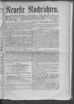 Neueste Nachrichten (Münchner neueste Nachrichten) Sonntag 23. September 1877