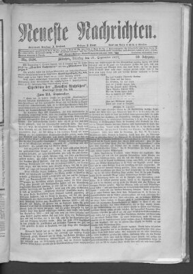 Neueste Nachrichten (Münchner neueste Nachrichten) Dienstag 25. September 1877