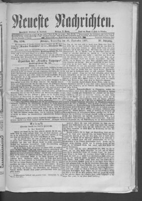 Neueste Nachrichten (Münchner neueste Nachrichten) Donnerstag 27. September 1877