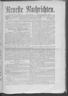 Neueste Nachrichten (Münchner neueste Nachrichten) Freitag 28. September 1877