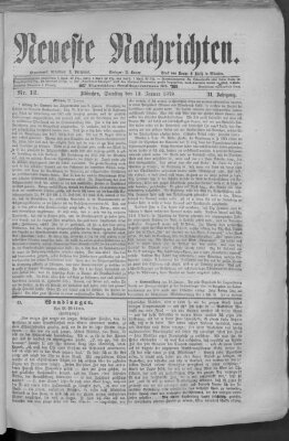 Neueste Nachrichten (Münchner neueste Nachrichten) Samstag 12. Januar 1878