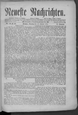 Neueste Nachrichten (Münchner neueste Nachrichten) Sonntag 13. Januar 1878