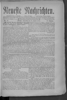 Neueste Nachrichten (Münchner neueste Nachrichten) Donnerstag 17. Januar 1878