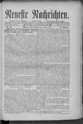 Neueste Nachrichten (Münchner neueste Nachrichten) Donnerstag 24. Januar 1878