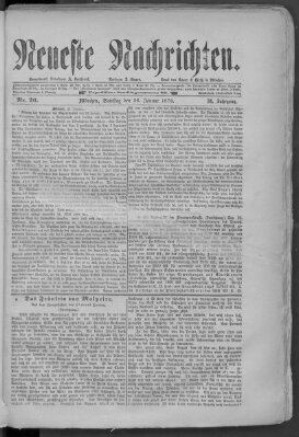 Neueste Nachrichten (Münchner neueste Nachrichten) Samstag 26. Januar 1878