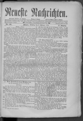 Neueste Nachrichten (Münchner neueste Nachrichten) Dienstag 5. Februar 1878