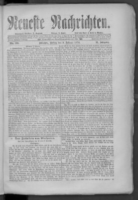 Neueste Nachrichten (Münchner neueste Nachrichten) Freitag 8. Februar 1878