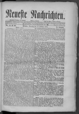 Neueste Nachrichten (Münchner neueste Nachrichten) Sonntag 10. Februar 1878