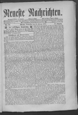 Neueste Nachrichten (Münchner neueste Nachrichten) Donnerstag 28. Februar 1878