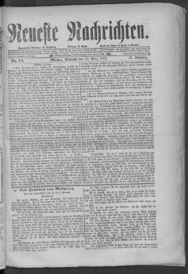 Neueste Nachrichten (Münchner neueste Nachrichten) Mittwoch 13. März 1878