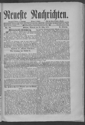 Neueste Nachrichten (Münchner neueste Nachrichten) Mittwoch 20. März 1878