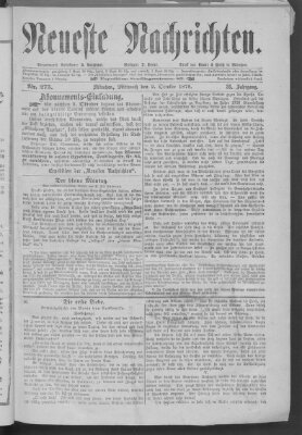 Neueste Nachrichten (Münchner neueste Nachrichten) Mittwoch 2. Oktober 1878