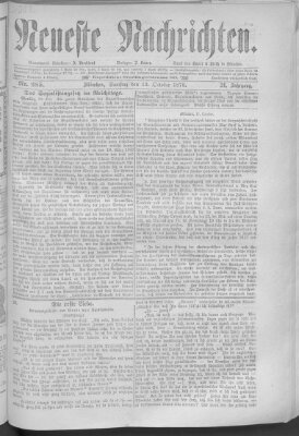 Neueste Nachrichten (Münchner neueste Nachrichten) Samstag 12. Oktober 1878