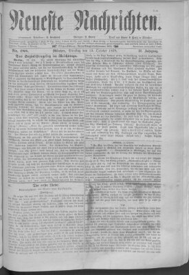 Neueste Nachrichten (Münchner neueste Nachrichten) Dienstag 15. Oktober 1878