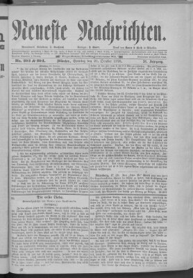 Neueste Nachrichten (Münchner neueste Nachrichten) Sonntag 20. Oktober 1878