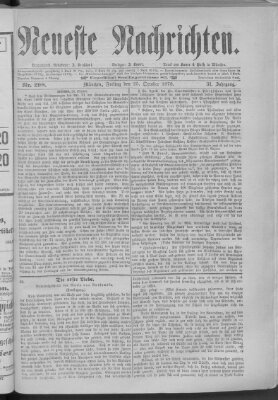 Neueste Nachrichten (Münchner neueste Nachrichten) Freitag 25. Oktober 1878