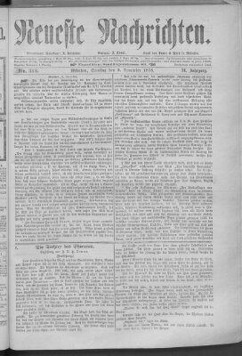 Neueste Nachrichten (Münchner neueste Nachrichten) Samstag 9. November 1878