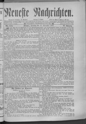 Neueste Nachrichten (Münchner neueste Nachrichten) Dienstag 12. November 1878