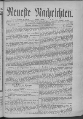 Neueste Nachrichten (Münchner neueste Nachrichten) Mittwoch 20. November 1878