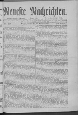 Neueste Nachrichten (Münchner neueste Nachrichten) Dienstag 26. November 1878