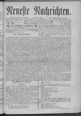 Neueste Nachrichten (Münchner neueste Nachrichten) Samstag 30. November 1878