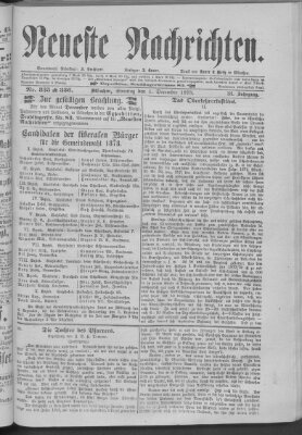 Neueste Nachrichten (Münchner neueste Nachrichten) Sonntag 1. Dezember 1878