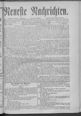 Neueste Nachrichten (Münchner neueste Nachrichten) Samstag 14. Dezember 1878