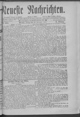 Neueste Nachrichten (Münchner neueste Nachrichten) Freitag 20. Dezember 1878