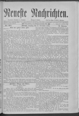 Neueste Nachrichten (Münchner neueste Nachrichten) Samstag 21. Dezember 1878