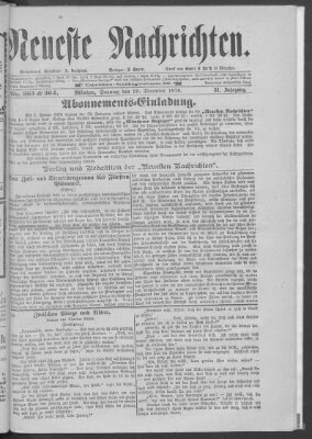 Neueste Nachrichten (Münchner neueste Nachrichten) Sonntag 29. Dezember 1878