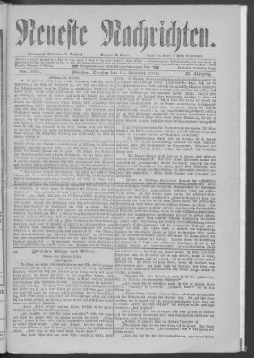 Neueste Nachrichten (Münchner neueste Nachrichten) Dienstag 31. Dezember 1878