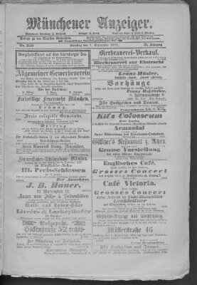 Münchener Anzeiger (Münchner neueste Nachrichten) Samstag 7. September 1878