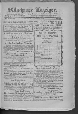 Münchener Anzeiger (Münchner neueste Nachrichten) Sonntag 15. September 1878