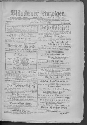 Münchener Anzeiger (Münchner neueste Nachrichten) Freitag 27. September 1878