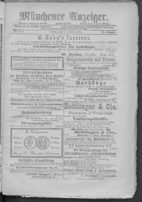 Münchener Anzeiger (Münchner neueste Nachrichten) Dienstag 1. Oktober 1878