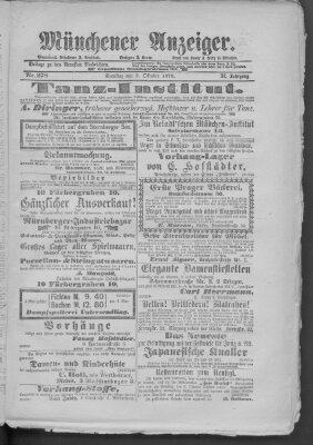 Münchener Anzeiger (Münchner neueste Nachrichten) Samstag 5. Oktober 1878