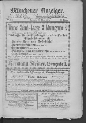 Münchener Anzeiger (Münchner neueste Nachrichten) Samstag 12. Oktober 1878