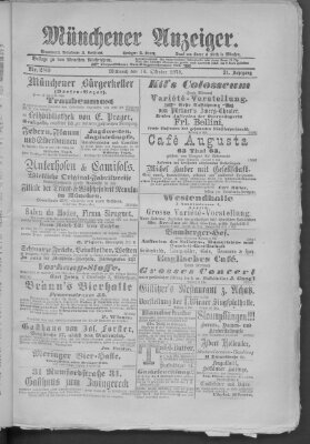 Münchener Anzeiger (Münchner neueste Nachrichten) Mittwoch 16. Oktober 1878