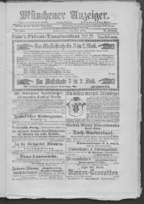 Münchener Anzeiger (Münchner neueste Nachrichten) Freitag 1. November 1878