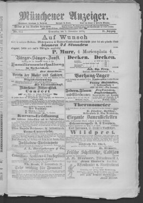 Münchener Anzeiger (Münchner neueste Nachrichten) Donnerstag 7. November 1878