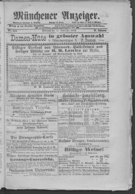 Münchener Anzeiger (Münchner neueste Nachrichten) Mittwoch 13. November 1878