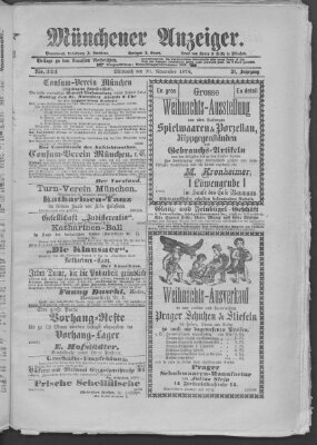 Münchener Anzeiger (Münchner neueste Nachrichten) Mittwoch 20. November 1878