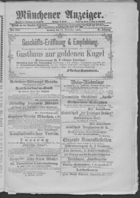 Münchener Anzeiger (Münchner neueste Nachrichten) Samstag 23. November 1878