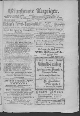 Münchener Anzeiger (Münchner neueste Nachrichten) Sonntag 1. Dezember 1878