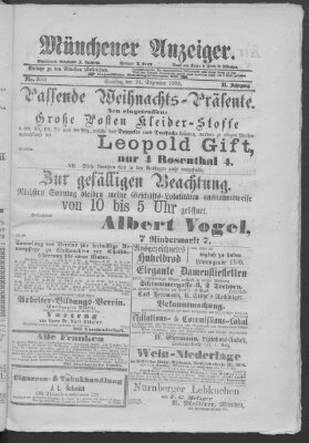 Münchener Anzeiger (Münchner neueste Nachrichten) Samstag 21. Dezember 1878