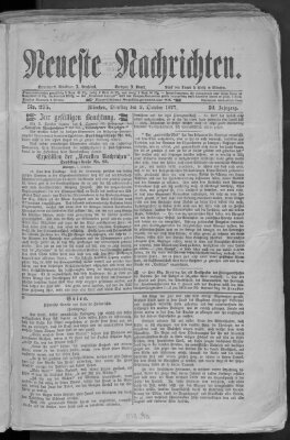 Neueste Nachrichten (Münchner neueste Nachrichten) Dienstag 2. Oktober 1877