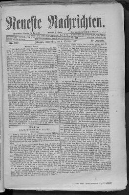 Neueste Nachrichten (Münchner neueste Nachrichten) Donnerstag 4. Oktober 1877