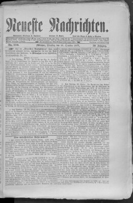 Neueste Nachrichten (Münchner neueste Nachrichten) Dienstag 23. Oktober 1877